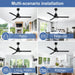 52 in. Modern Remote Ceiling Fan with Light and Remote, Indoor Black Ceiling Fan for Bedroom Living Room Kitchen, Outdoor Patio Fans-8-ErisView
