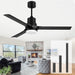 52 in. Modern Remote Ceiling Fan with Light and Remote, Indoor Black Ceiling Fan for Bedroom Living Room Kitchen, Outdoor Patio Fans-1-ErisView