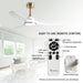 52 in. Modern Reversible Quiet Ceiling Fans with Light and Remote, 3 Blade White Gold Indoor Ceiling Fan for Bedroom Living Room-6-ErisView
