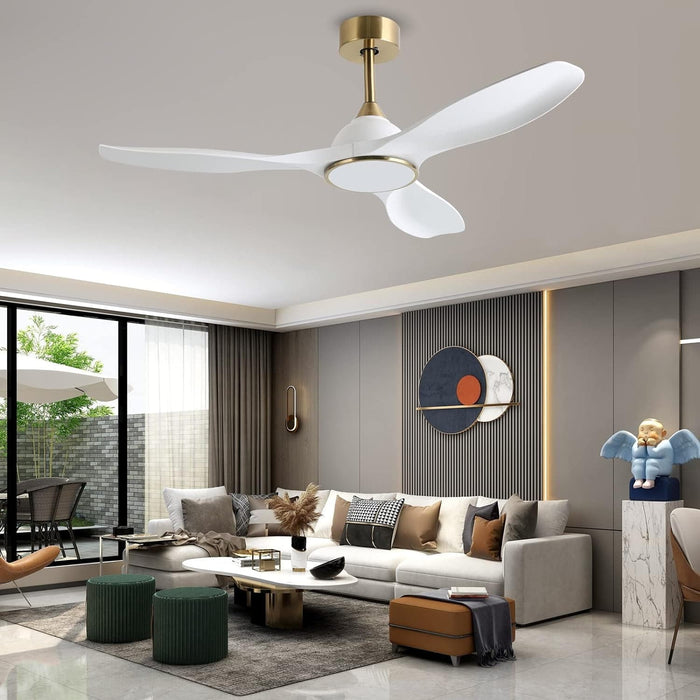 52 in. Modern Reversible Quiet Ceiling Fans with Light and Remote, 3 Blade White Gold Indoor Ceiling Fan for Bedroom Living Room-7-ErisView