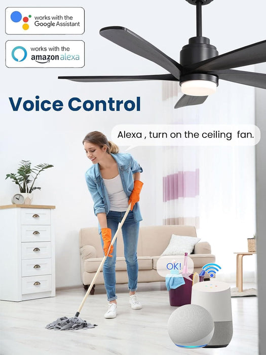 52 in. Modern Smart Ceiling Fan with Light and Remote, Compatible with Alexa Google APP, Indoor Ceiling Fans for Bedroom Living Room, Outdoor Fan for Patio-3-ErisView