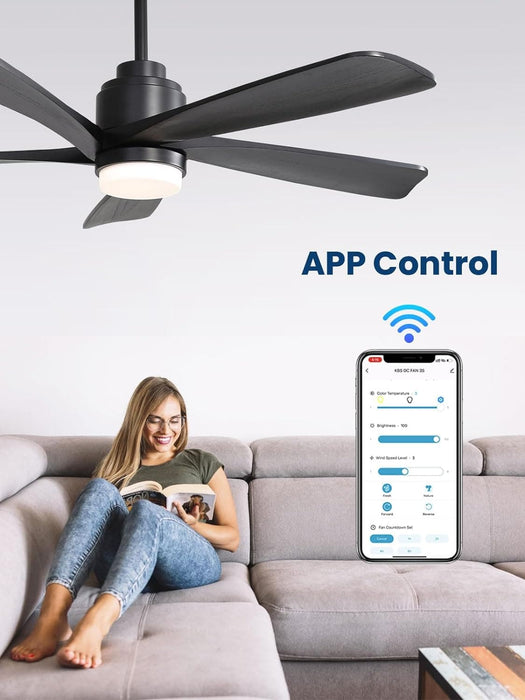 52 in. Modern Smart Ceiling Fan with Light and Remote, Compatible with Alexa Google APP, Indoor Ceiling Fans for Bedroom Living Room, Outdoor Fan for Patio-4-ErisView