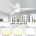 52 in. Modern White Ceiling Fan with Light and Remote, Low Profile Flush Mount Outdoor Ceiling Fan, 3 Blade Farmhouse Outdoor Patio Ceiling Fans-3-ErisView