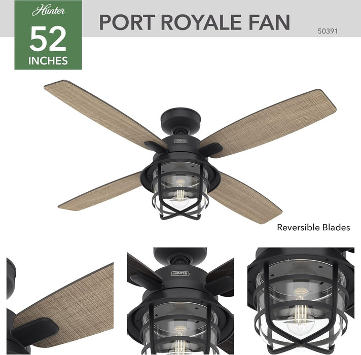 52 in. Natural Iron Ceiling Fan with LED Light and Remote Control, Ceiling Hugger Ceiling Fans-12-ErisView
