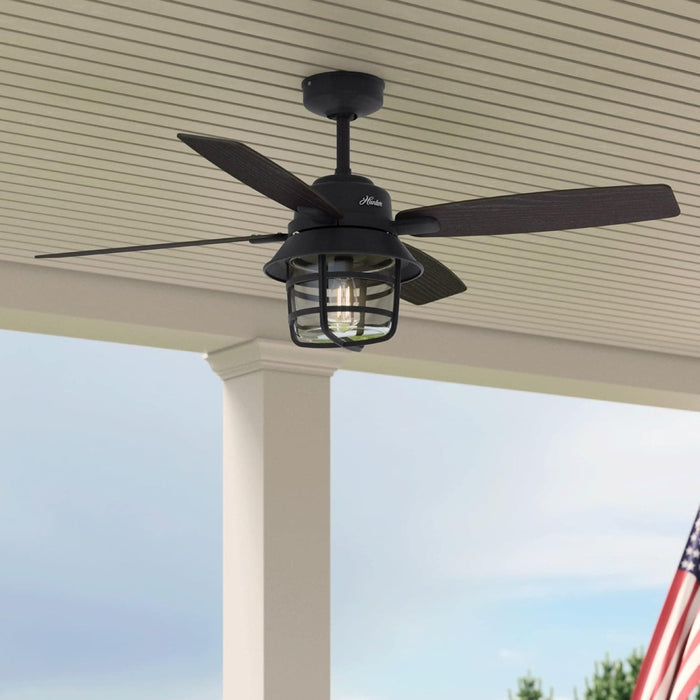 52 in. Natural Iron Ceiling Fan with LED Light and Remote Control, Ceiling Hugger Ceiling Fans-2-ErisView