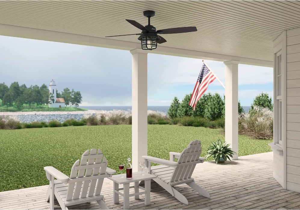 52 in. Natural Iron Ceiling Fan with LED Light and Remote Control, Ceiling Hugger Ceiling Fans-3-ErisView