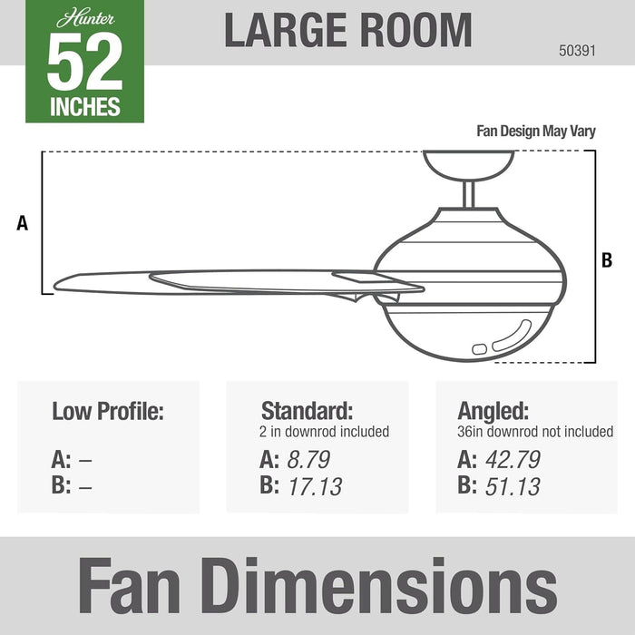 52 in. Natural Iron Ceiling Fan with LED Light and Remote Control, Ceiling Hugger Ceiling Fans-6-ErisView