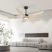 52 in. Natural Wood Blades Remote Ceiling Fan with Light, Reversible Quiet Ceiling Fans, LED Dimmable Ceiling Fan for Bedroom Living Room-2-ErisView