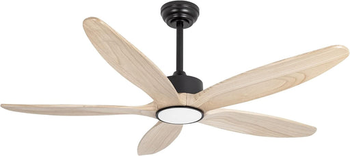 52 in. Natural Wood Blades Remote Ceiling Fan with Light, Reversible Quiet Ceiling Fans, LED Dimmable Ceiling Fan for Bedroom Living Room-1-ErisView