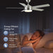 52 in. Nickel Ceiling Fan with Light and Remote. Dimmable LED Reversible Quiet Ceiling Fan. 5 Blade Modern Ceiling Fan for Bedroom Living Room Dining Room-3-ErisView
