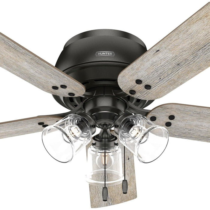52 in. Noble Bronze Ceiling Fan, Ceiling Hugger Ceiling Fans, Flush Mount Ceiling Fan with Light-13-ErisView