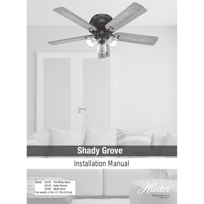 52 in. Noble Bronze Ceiling Fan, Ceiling Hugger Ceiling Fans, Flush Mount Ceiling Fan with Light-16-ErisView