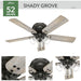 52 in. Noble Bronze Ceiling Fan, Ceiling Hugger Ceiling Fans, Flush Mount Ceiling Fan with Light-2-ErisView