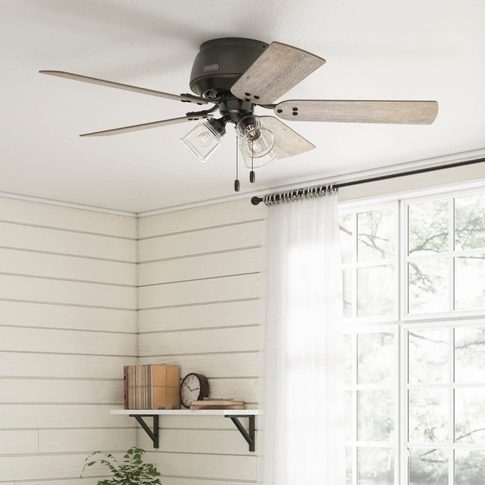 52 in. Noble Bronze Ceiling Fan, Ceiling Hugger Ceiling Fans, Flush Mount Ceiling Fan with Light-4-ErisView
