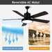 52 in. Outdoor Black Ceiling Fan with Light and Remote, Reversible Wood Outdoor Fan for Patio, Farmhouse Ceiling Fan with Light-3-ErisView