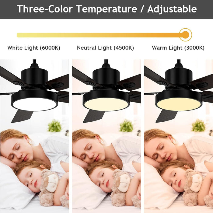 52 in. Outdoor Black Ceiling Fan with Light and Remote, Reversible Wood Outdoor Fan for Patio, Farmhouse Ceiling Fan with Light-4-ErisView