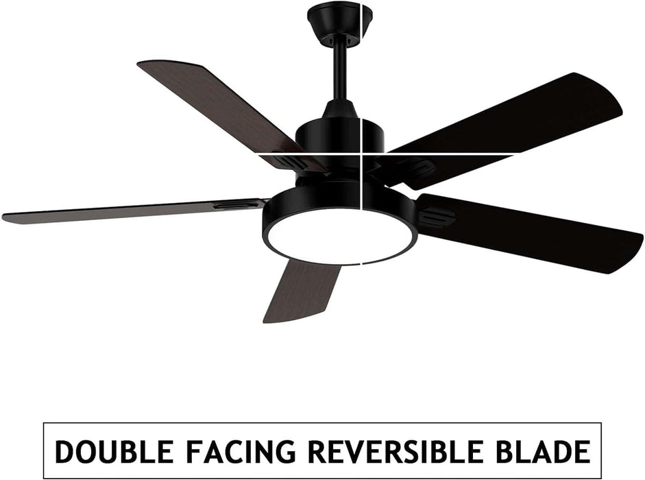 52 in. Outdoor Black Ceiling Fan with Light and Remote, Reversible Wood Outdoor Fan for Patio, Farmhouse Ceiling Fan with Light-7-ErisView