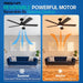 52 in. Outdoor Ceiling Fan with Light and Remote, Popular Ceiling Fans, Dimmable Noiseless Black Bedroom Ceiling Living Room Fan-3-ErisView