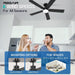 52 in. Outdoor Ceiling Fan with Light and Remote, Popular Ceiling Fans, Dimmable Noiseless Black Bedroom Ceiling Living Room Fan-4-ErisView