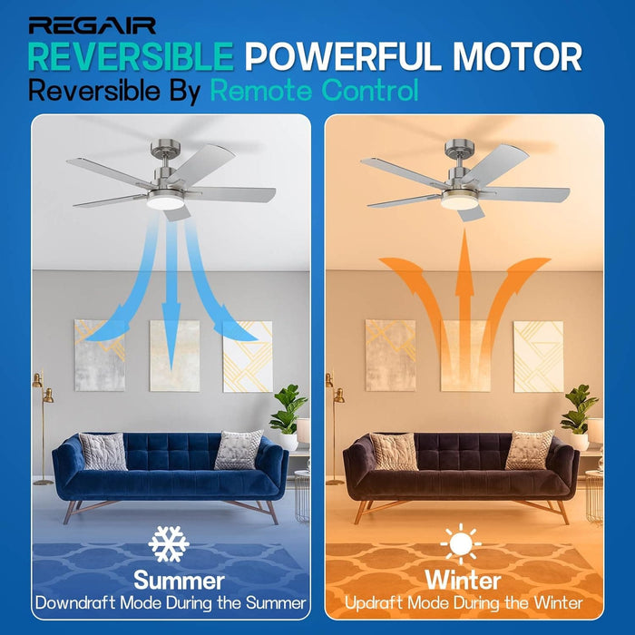 52 in. Outdoor Ceiling Fan with Light and Remote, Popular Ceiling Fans, Dimmable Noiseless Black Bedroom Ceiling Living Room Fan-9-ErisView
