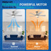 52 in. Outdoor Ceiling Fan with Light and Remote, Popular Ceiling Fans, Dimmable Noiseless Black Bedroom Ceiling Living Room Fan-9-ErisView