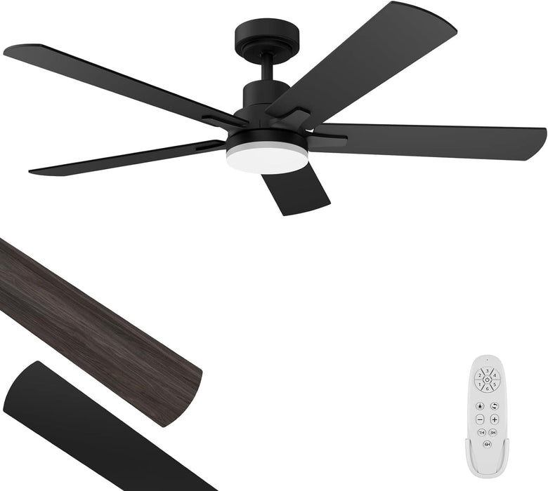 52 in. Outdoor Ceiling Fan with Light and Remote, Popular Ceiling Fans, Dimmable Noiseless Black Bedroom Ceiling Living Room Fan-1-ErisView