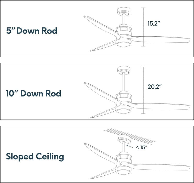 52 in. Outdoor Ceiling Fan with Light for Patio, Waterproof Reversible DC Ceiling Fan, 3 Walnut Wood Blade Wet Rated Outdoor Ceiling Fans-13-ErisView
