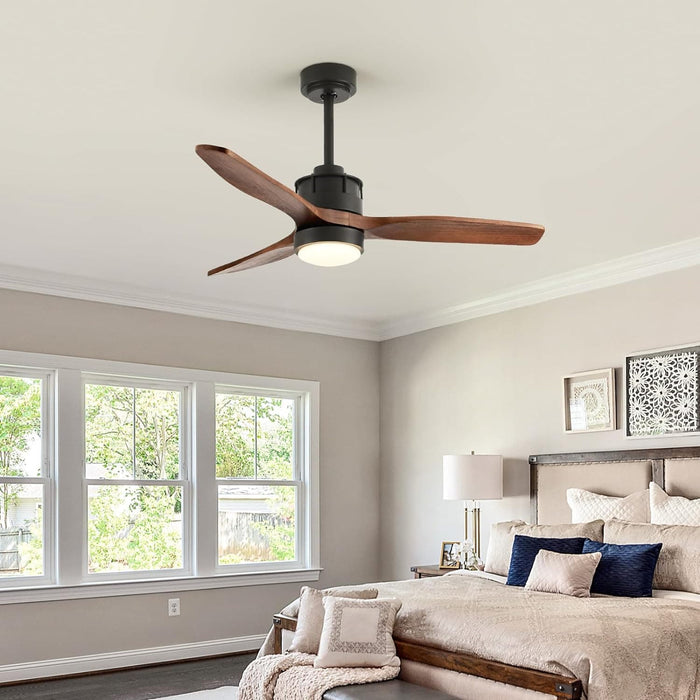 52 in. Outdoor Ceiling Fan with Light for Patio, Waterproof Reversible DC Ceiling Fan, 3 Walnut Wood Blade Wet Rated Outdoor Ceiling Fans-15-ErisView