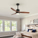 52 in. Outdoor Ceiling Fan with Light for Patio, Waterproof Reversible DC Ceiling Fan, 3 Walnut Wood Blade Wet Rated Outdoor Ceiling Fans-15-ErisView