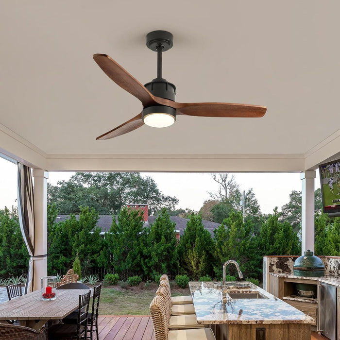 52 in. Outdoor Ceiling Fan with Light for Patio, Waterproof Reversible DC Ceiling Fan, 3 Walnut Wood Blade Wet Rated Outdoor Ceiling Fans-17-ErisView
