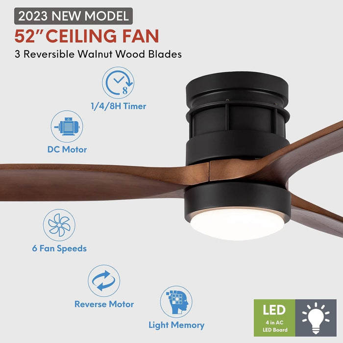 52 in. Outdoor Ceiling Fan with Light for Patio, Waterproof Reversible DC Ceiling Fan, 3 Walnut Wood Blade Wet Rated Outdoor Ceiling Fans-19-ErisView