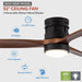 52 in. Outdoor Ceiling Fan with Light for Patio, Waterproof Reversible DC Ceiling Fan, 3 Walnut Wood Blade Wet Rated Outdoor Ceiling Fans-19-ErisView