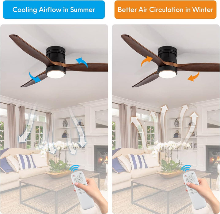 52 in. Outdoor Ceiling Fan with Light for Patio, Waterproof Reversible DC Ceiling Fan, 3 Walnut Wood Blade Wet Rated Outdoor Ceiling Fans-20-ErisView