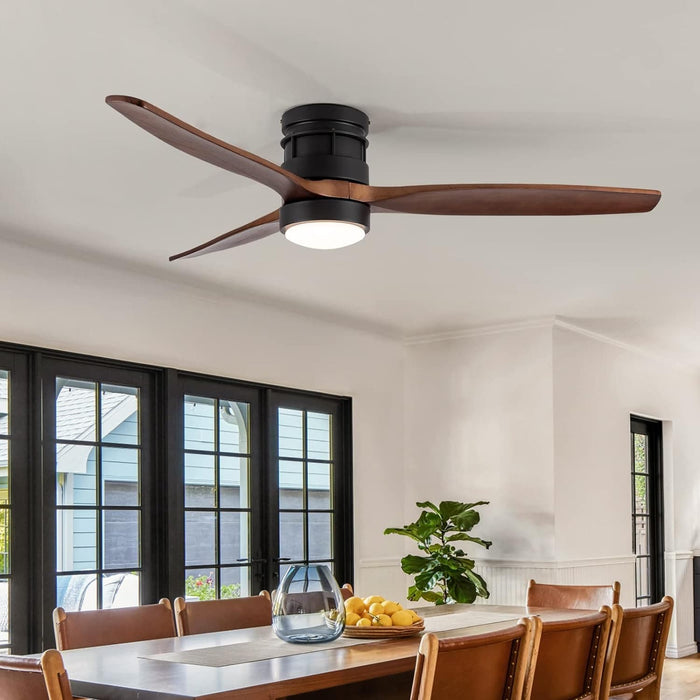 52 in. Outdoor Ceiling Fan with Light for Patio, Waterproof Reversible DC Ceiling Fan, 3 Walnut Wood Blade Wet Rated Outdoor Ceiling Fans-21-ErisView