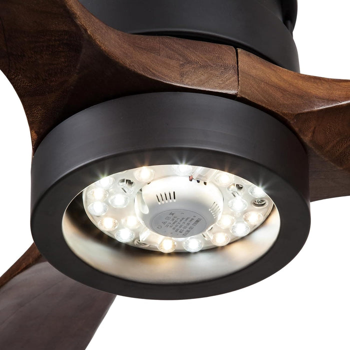 52 in. Outdoor Ceiling Fan with Light for Patio, Waterproof Reversible DC Ceiling Fan, 3 Walnut Wood Blade Wet Rated Outdoor Ceiling Fans-2-ErisView