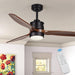 52 in. Outdoor Ceiling Fan with Light for Patio, Waterproof Reversible DC Ceiling Fan, 3 Walnut Wood Blade Wet Rated Outdoor Ceiling Fans-46-ErisView