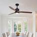 52 in. Outdoor Ceiling Fan with Light for Patio, Waterproof Reversible DC Ceiling Fan, 3 Walnut Wood Blade Wet Rated Outdoor Ceiling Fans-53-ErisView