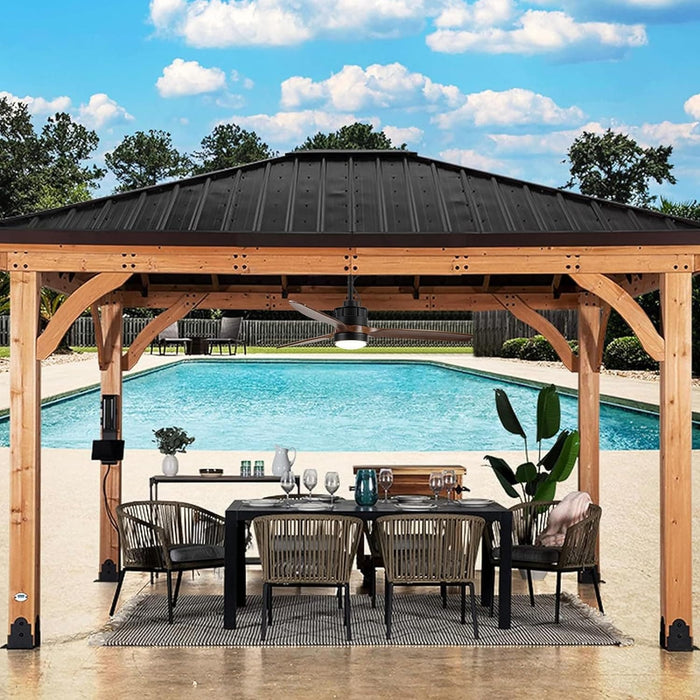52 in. Outdoor Ceiling Fan with Light for Patio, Waterproof Reversible DC Ceiling Fan, 3 Walnut Wood Blade Wet Rated Outdoor Ceiling Fans-58-ErisView
