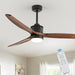 52 in. Outdoor Ceiling Fan with Light for Patio, Waterproof Reversible DC Ceiling Fan, 3 Walnut Wood Blade Wet Rated Outdoor Ceiling Fans-59-ErisView