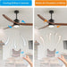 52 in. Outdoor Ceiling Fan with Light for Patio, Waterproof Reversible DC Ceiling Fan, 3 Walnut Wood Blade Wet Rated Outdoor Ceiling Fans-62-ErisView