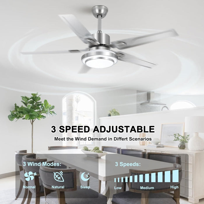 52 in. Outdoor Ceiling Fans Light with Remote for Patio, Stainless Steel Ceiling Fans with LED Light for Pavilion Barn, Warehouse Ceiling Fans-7-ErisView