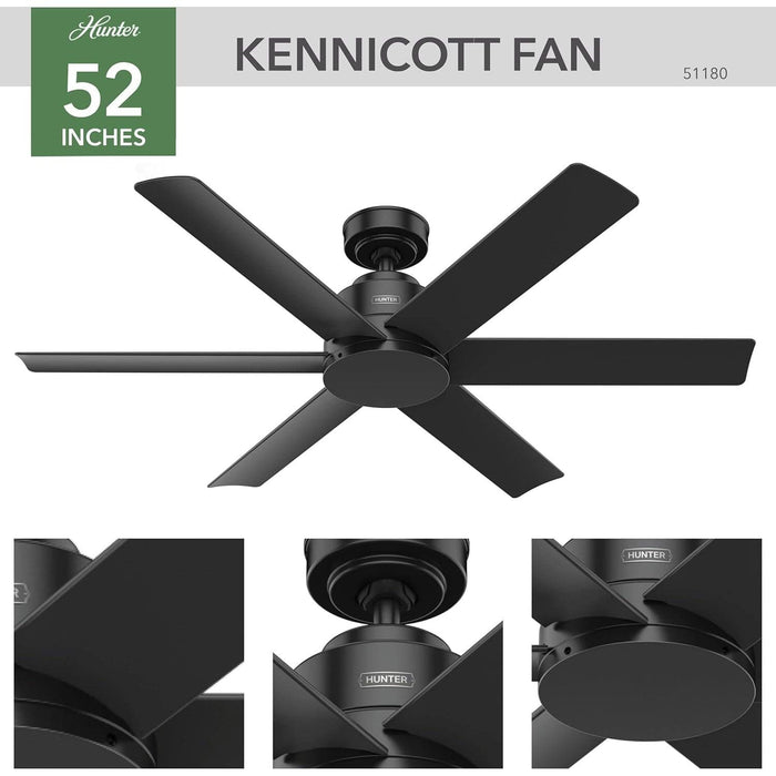 52 in. Outdoor Ceiling Fans, Metal Blade Fan, Matte Black Outdoor Fan, Exterior Ceiling Fans, Hugger Ceiling Fans-6-ErisView
