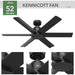 52 in. Outdoor Ceiling Fans, Metal Blade Fan, Matte Black Outdoor Fan, Exterior Ceiling Fans, Hugger Ceiling Fans-6-ErisView