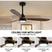 52 in. Outdoor Ceiling Fans with Light Remote Control, Low Profile Ceiling Fan for Bedroom Living Room Dining Room-3-ErisView