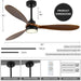 52 in. Outdoor Ceiling Fans with Light Remote Control, Low Profile Ceiling Fan for Bedroom Living Room Dining Room-4-ErisView