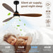 52 in. Outdoor Ceiling Fans with Light Remote Control, Low Profile Ceiling Fan for Bedroom Living Room Dining Room-6-ErisView