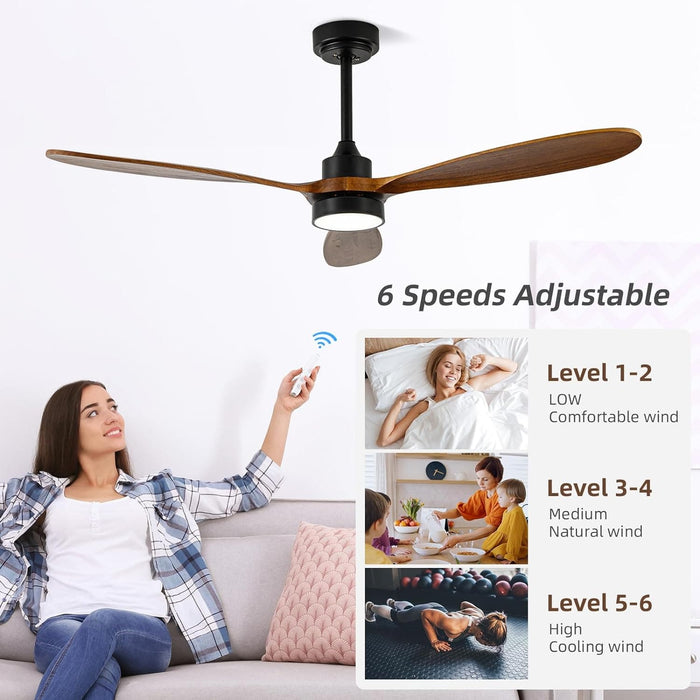 52 in. Outdoor Ceiling Fans with Light Remote Control, Low Profile Ceiling Fan for Bedroom Living Room Dining Room-7-ErisView