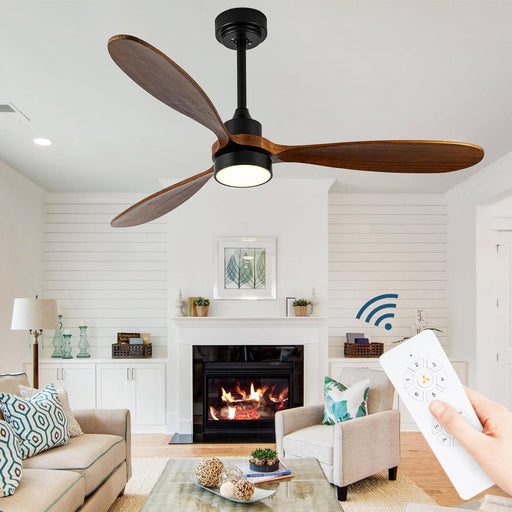 52 in. Outdoor Ceiling Fans with Light Remote Control, Low Profile Ceiling Fan for Bedroom Living Room Dining Room-1-ErisView