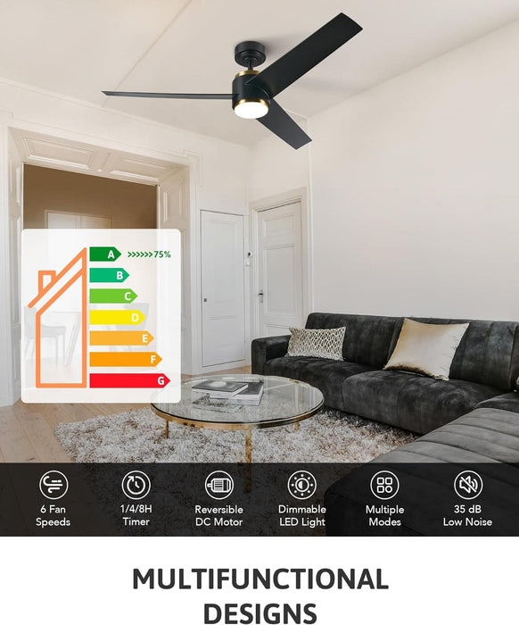 52 in. Outdoor Ceiling Fans with Light and Remote, Indoor Outdoor Reversible Modern Ceiling Fan for Bedroom Patio-10-ErisView