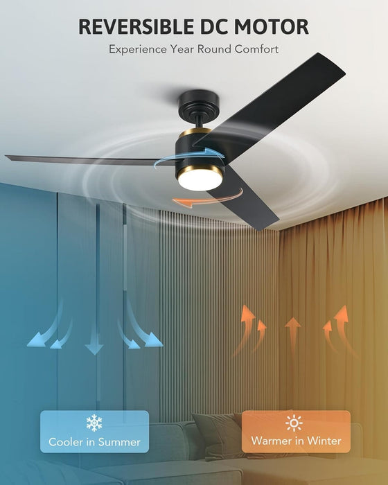 52 in. Outdoor Ceiling Fans with Light and Remote, Indoor Outdoor Reversible Modern Ceiling Fan for Bedroom Patio-14-ErisView